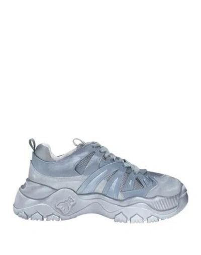 Patrizia Pepe Woman Sneakers Grey Size 6 Polyester, Leather In Gray