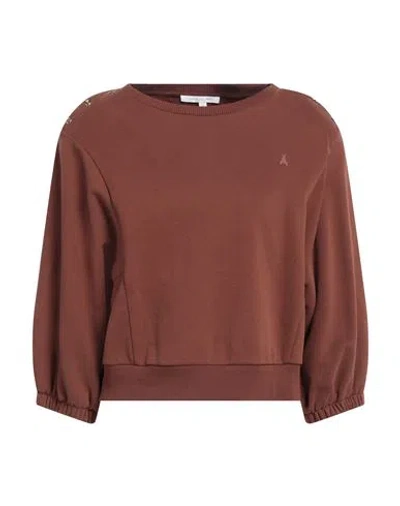 Patrizia Pepe Woman Sweatshirt Brown Size 0 Cotton