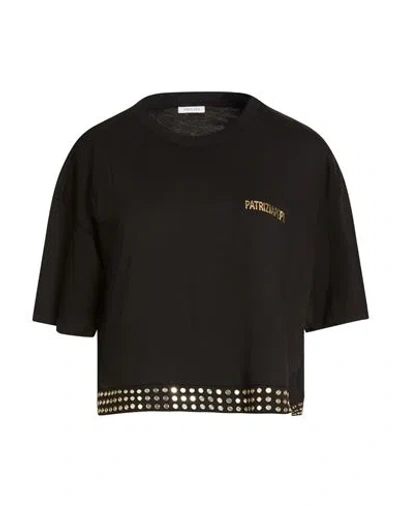 Patrizia Pepe Woman T-shirt Black Size 0 Cotton, Glass