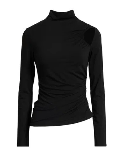 Patrizia Pepe Woman T-shirt Black Size 1 Viscose, Elastane In Animal Print