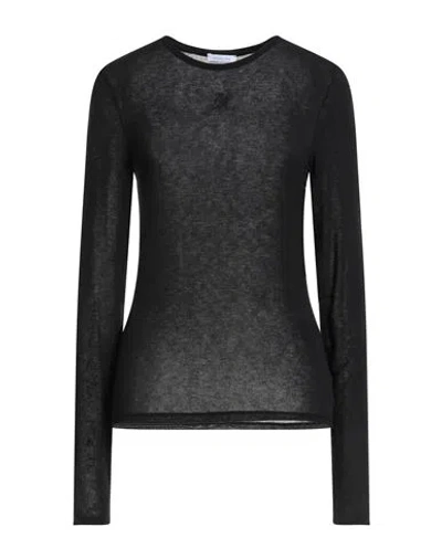 Patrizia Pepe Woman T-shirt Black Size 2 Viscose, Polyamide, Cashmere, Elastane