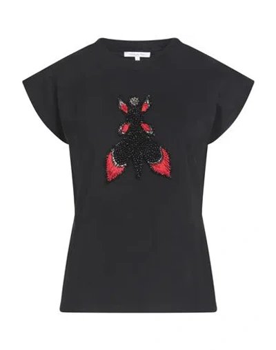 Patrizia Pepe Woman T-shirt Black Size 3 Cotton