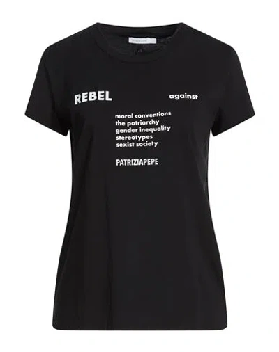 Patrizia Pepe Woman T-shirt Black Size 3 Cotton, Polyester
