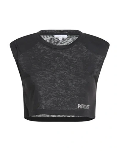 Patrizia Pepe Woman T-shirt Black Size 3 Polyester, Viscose, Glass