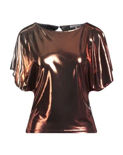 Patrizia Pepe Woman T-shirt Bronze Size 3 Polyester, Elastane In Yellow