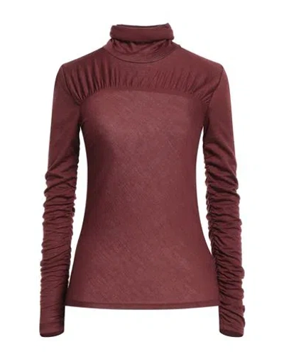 Patrizia Pepe Woman T-shirt Burgundy Size 0 Acrylic, Virgin Wool In Red