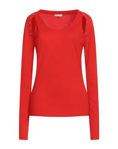 Patrizia Pepe Woman T-shirt Coral Size 3 Viscose, Elastane In White