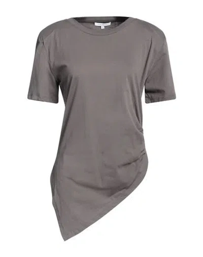 Patrizia Pepe Woman T-shirt Grey Size 3 Organic Cotton, Polyester