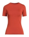Patrizia Pepe Woman T-shirt Rust Size 1 Viscose, Elastane In Red