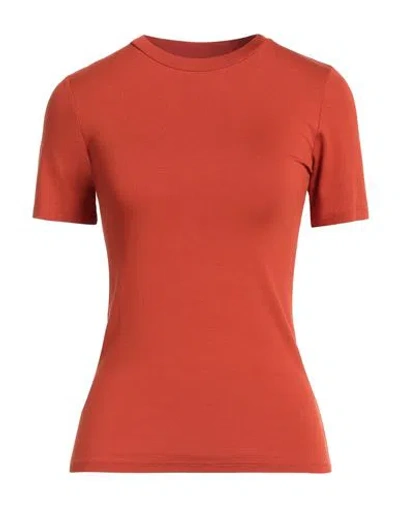 Patrizia Pepe Woman T-shirt Rust Size 1 Viscose, Elastane In Red