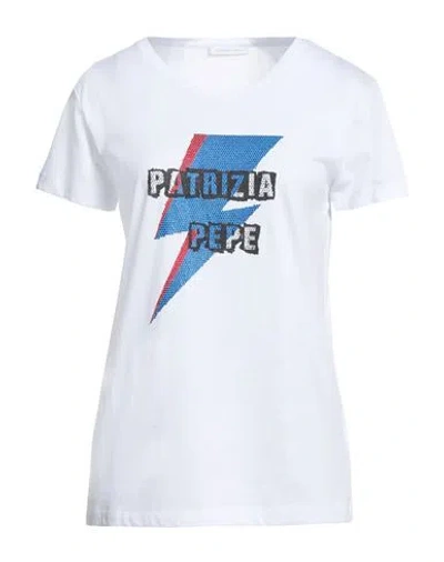 Patrizia Pepe Woman T-shirt White Size 2 Cotton, Glass