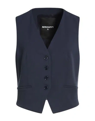 Patrizia Pepe Woman Tailored Vest Navy Size 8 Polyester, Viscose, Elastane In Blue