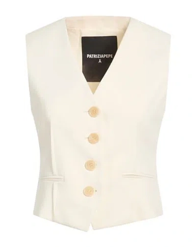 Patrizia Pepe Woman Tailored Vest Off White Size 10 Polyester, Viscose, Elastane In Neutral