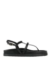 Patrizia Pepe Woman Toe Strap Sandals Black Size 8 Soft Leather In Black