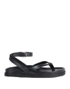 Patrizia Pepe Woman Thong Sandal Black Size 7 Leather
