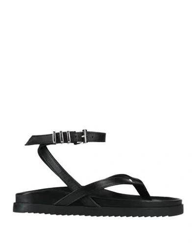 Patrizia Pepe Woman Thong Sandal Black Size 8 Leather
