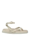 Patrizia Pepe Woman Thong Sandal Cream Size 8 Leather In White