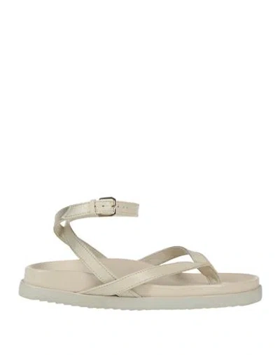 Patrizia Pepe Woman Thong Sandal Cream Size 8 Leather