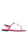 Patrizia Pepe Woman Thong Sandal Fuchsia Size 8 Leather In Pink