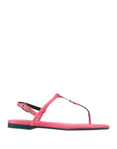 Patrizia Pepe Woman Thong Sandal Fuchsia Size 8 Leather In Pink