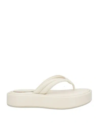 Patrizia Pepe Woman Thong Sandal Ivory Size 8 Leather In White