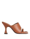 Patrizia Pepe Woman Thong Sandal Tan Size 5 Leather In Brown