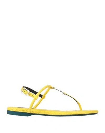 Patrizia Pepe Woman Thong Sandal Yellow Size 7 Leather