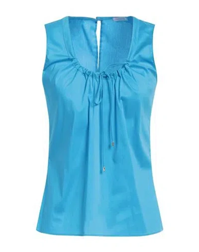 Patrizia Pepe Woman Top Azure Size 10 Cotton, Polyamide, Elastane In Navy