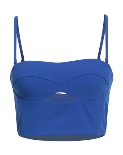 Patrizia Pepe Woman Top Bright Blue Size 6 Polyester, Elastane