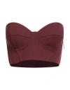 Patrizia Pepe Woman Top Burgundy Size 6 Polyester, Virgin Wool, Elastane In Burgundy