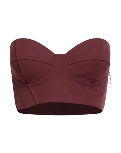 Patrizia Pepe Woman Top Burgundy Size 6 Polyester, Virgin Wool, Elastane