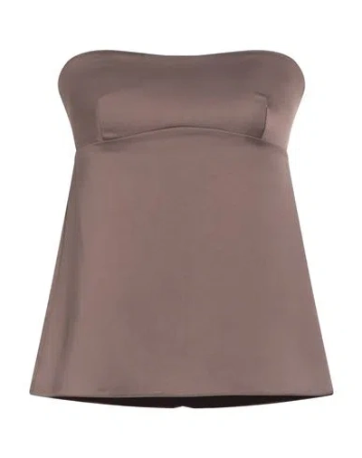 Patrizia Pepe Woman Top Chocolate Brown Size 8 Polyester In Animal Print