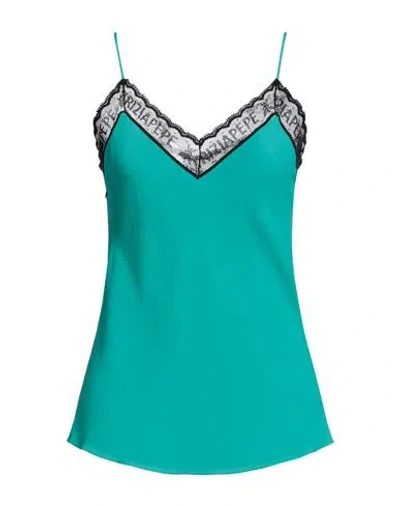 Patrizia Pepe Woman Top Emerald Green Size 6 Viscose, Cotton, Polyamide