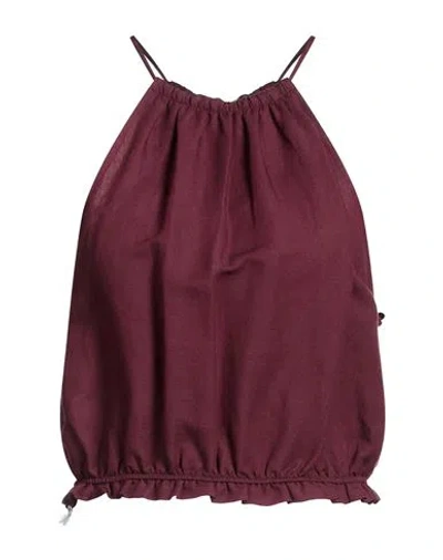 Patrizia Pepe Woman Top Garnet Size 8 Viscose, Linen In Red