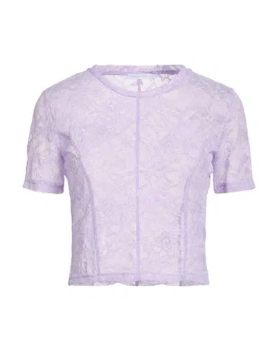 Patrizia Pepe Woman Top Lilac Size 0 Polyamide, Elastane, Cotton In Purple