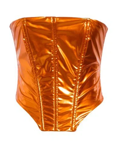 Patrizia Pepe Woman Top Orange Size 8 Polyurethane