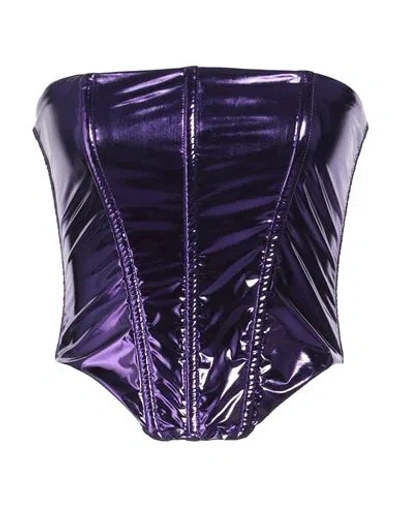 Patrizia Pepe Woman Top Purple Size 6 Polyurethane