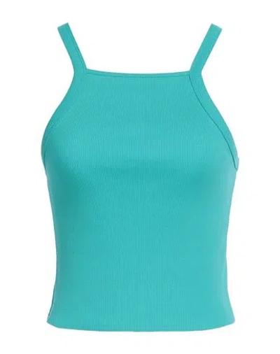 Patrizia Pepe Woman Top Turquoise Size 2 Cotton, Elastane In Blue