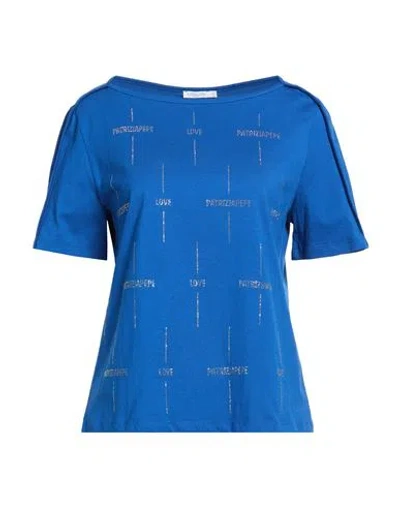 Patrizia Pepe Woman T-shirt Blue Size 3 Cotton