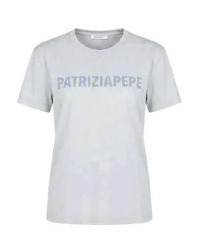 Patrizia Pepe Woman T-shirt Light Grey Size 0 Cotton In Blue