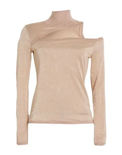 Patrizia Pepe Woman Turtleneck Beige Size 1 Viscose, Polyester, Polyamide, Elastane In Beige