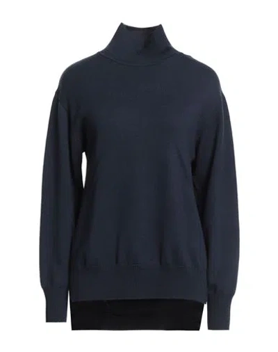 Patrizia Pepe Woman Turtleneck Midnight Blue Size 2 Wool In Blue