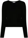 Patrizia Pepe Wool Ribbed Sweater In Black