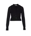Patrizia Pepe Wool Sweater With Buttons And Internal Top In Black