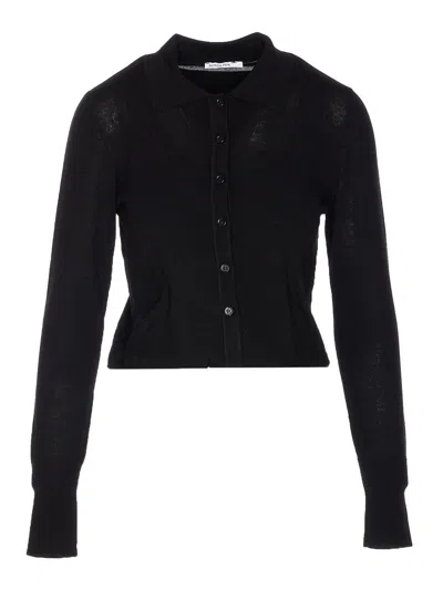 Patrizia Pepe Wool Sweater With Buttons And Internal Top In Black