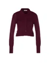 Patrizia Pepe Wool Sweater With Buttons And Internal Top In Burgundy