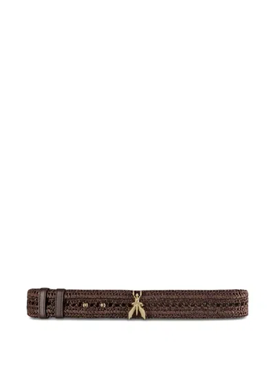 Patrizia Pepe Woven Charm Low-waisted Belt In Brown