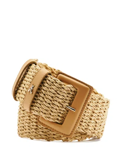 Patrizia Pepe Woven High-waist Belt In Brown