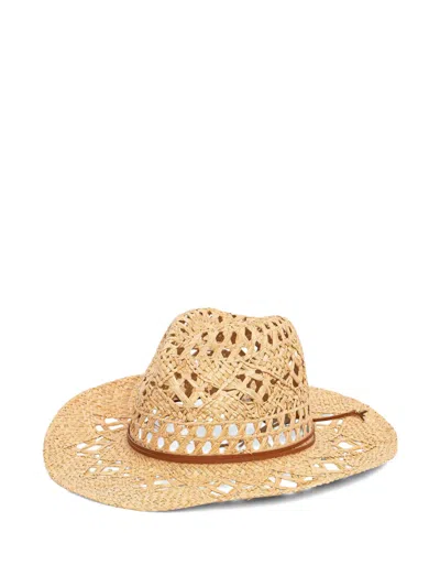 Patrizia Pepe Woven Open-knit Hat In Neutral