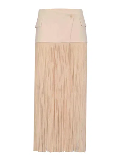 Patrizia Pepe Wrap Belt In Warm Ivory Fringed Fabric In Pink